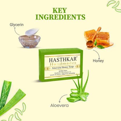 Hasthkar Handmade Glycerine Aloevera Honey Soap- 100gm - BuyPureNaturals