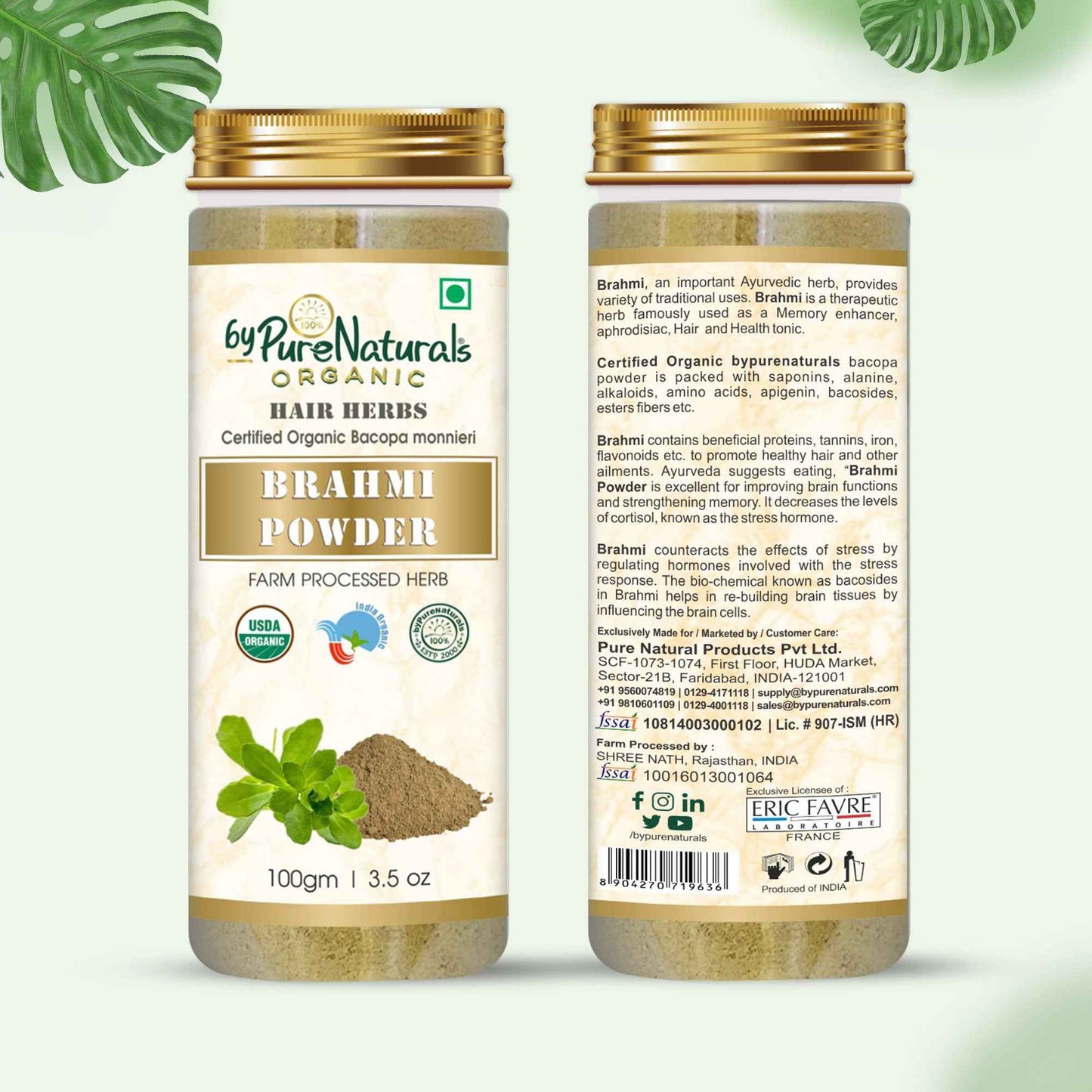 byPureNaturals 100% Organic Brahmi Powder- 100 Gm