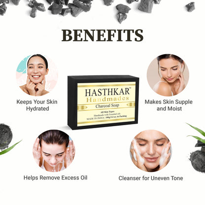 Hasthkar Handmade Glycerine Charcoal Soap- 100gm - BuyPureNaturals