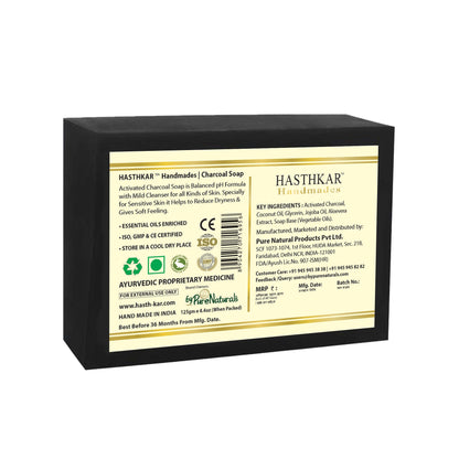 Hasthkar Handmade Glycerine Charcoal Soap- 125gm - BuyPureNaturals