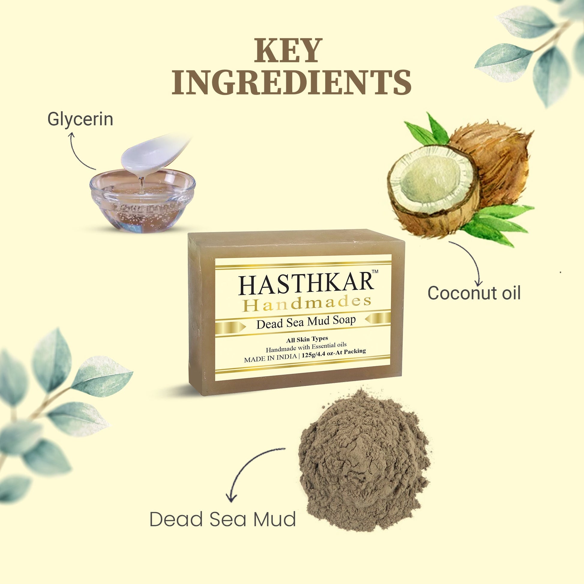 Hasthkar Handmade Glycerine Dead Sea Mud Soap- 125gm - BuyPureNaturals