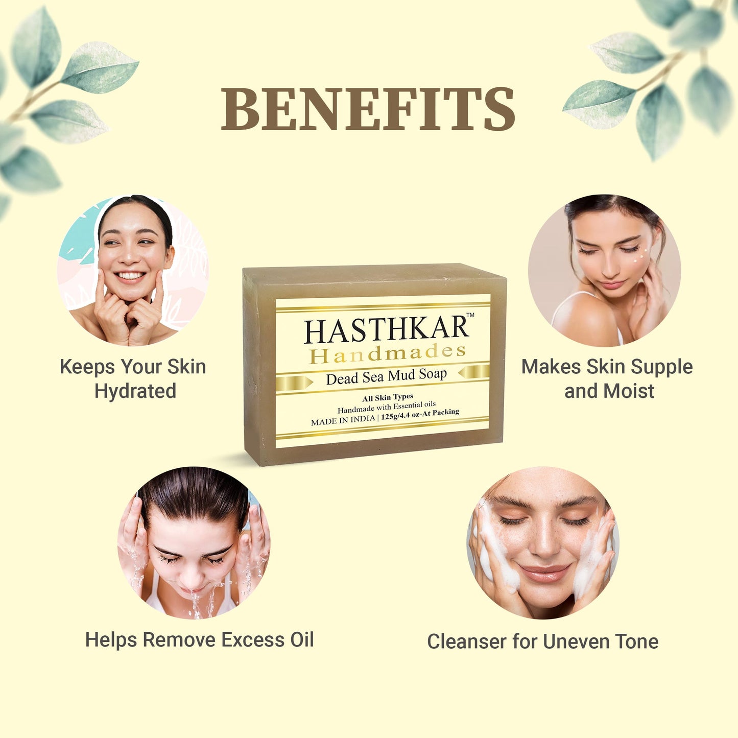 Hasthkar Handmade Glycerine Dead Sea Mud Soap- 125gm - BuyPureNaturals