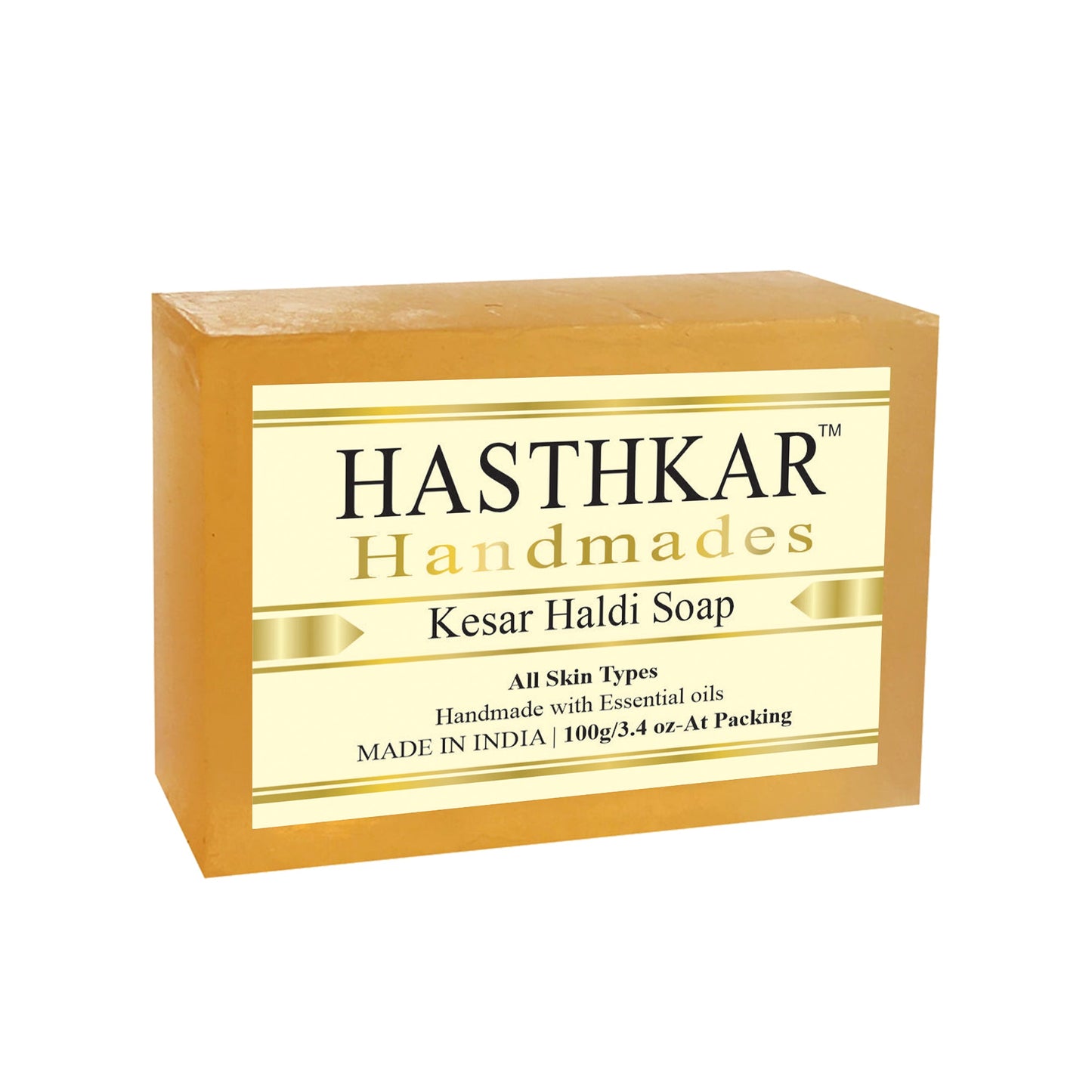 Hasthkar Handmade Glycerine Kesar Haldi Soap- 100gm - BuyPureNaturals