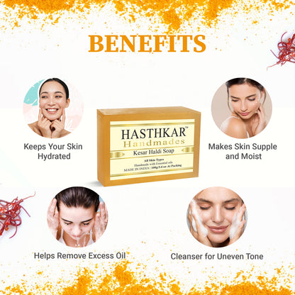 Hasthkar Handmade Glycerine Kesar Haldi Soap- 100gm - BuyPureNaturals