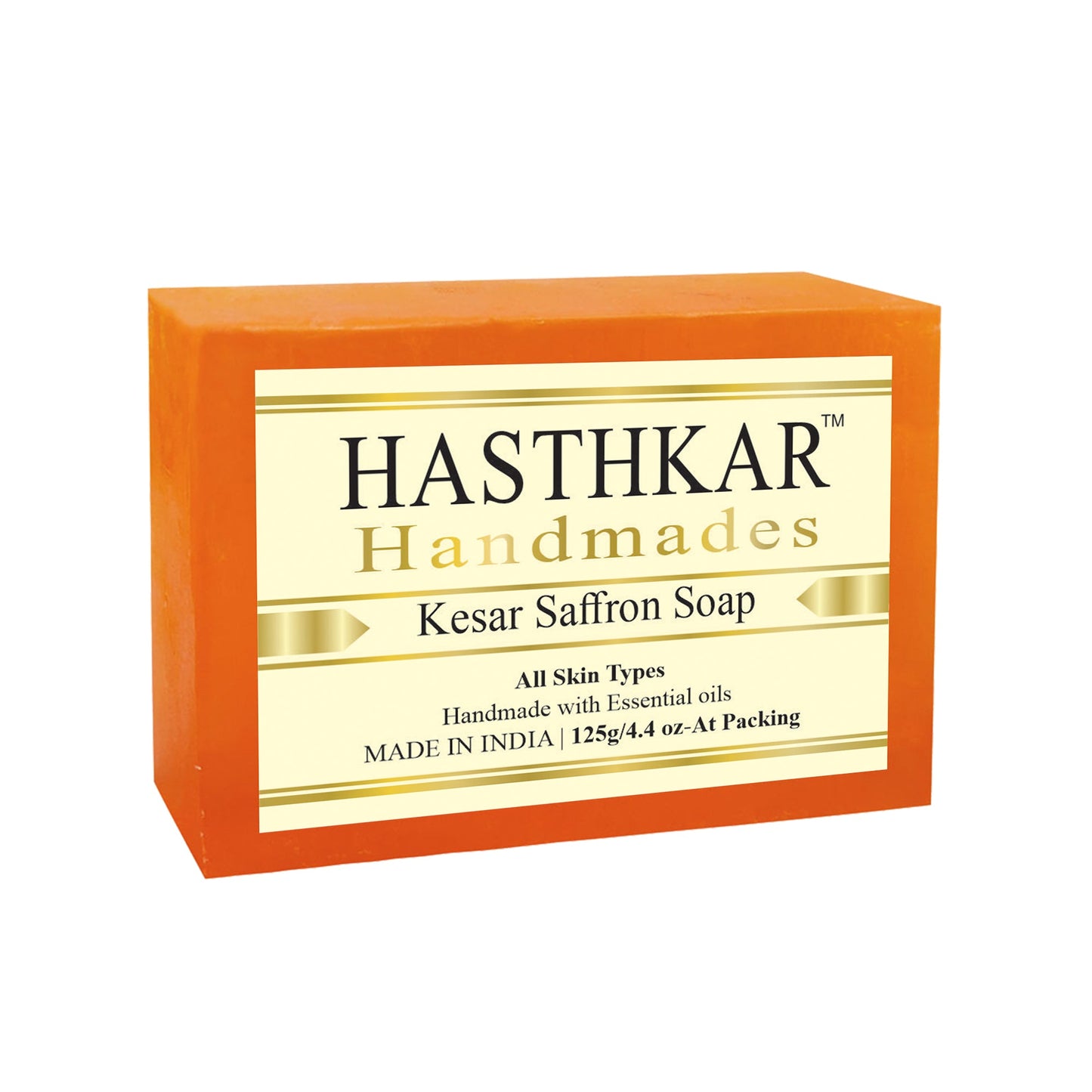 Hasthkar Handmade Glycerine Kesar Saffron Soap- 125gm - BuyPureNaturals