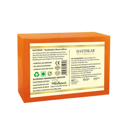 Hasthkar Handmade Glycerine Kesar Saffron Soap- 125gm - BuyPureNaturals