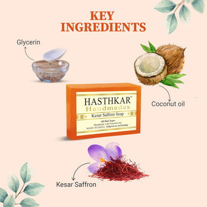 Hasthkar Handmade Glycerine Kesar Saffron Soap- 125gm - BuyPureNaturals