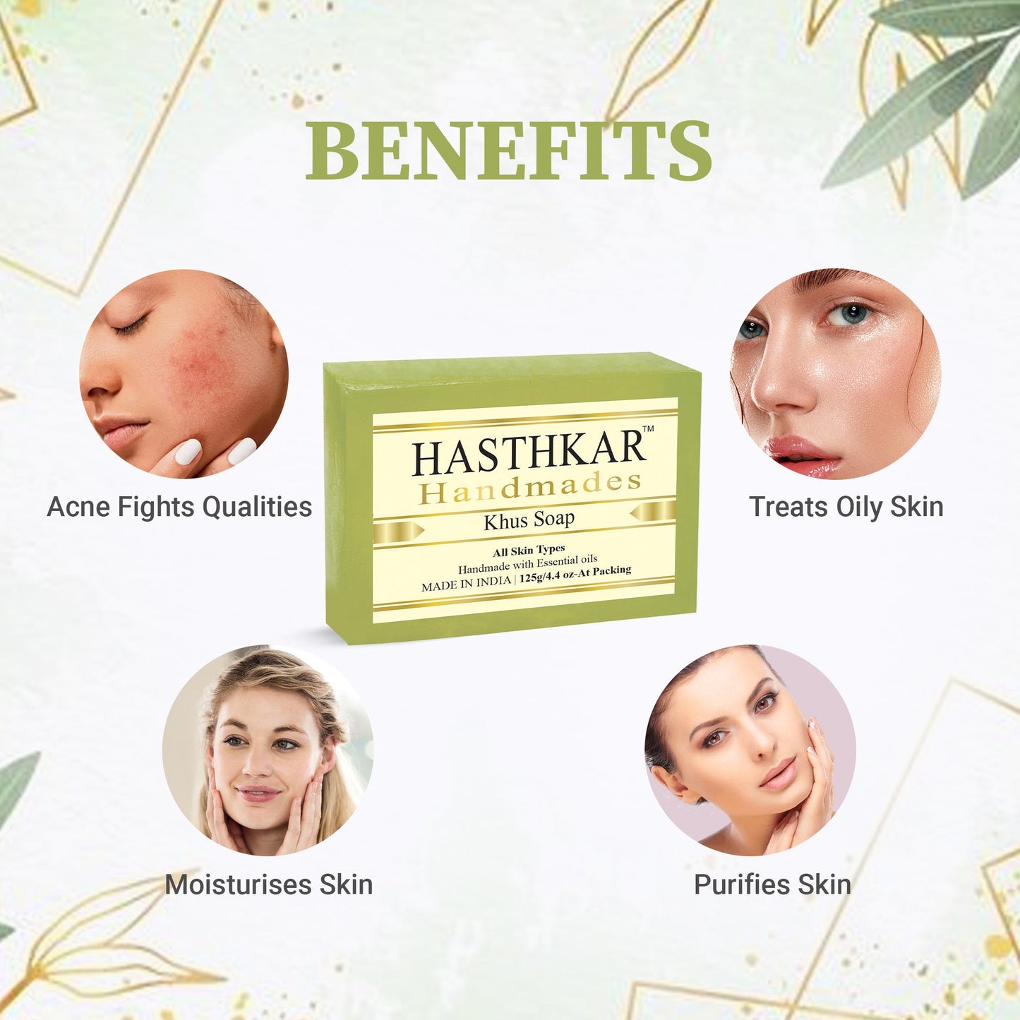 Hasthkar Handmade Glycerine Khus Soap- 125gm - BuyPureNaturals
