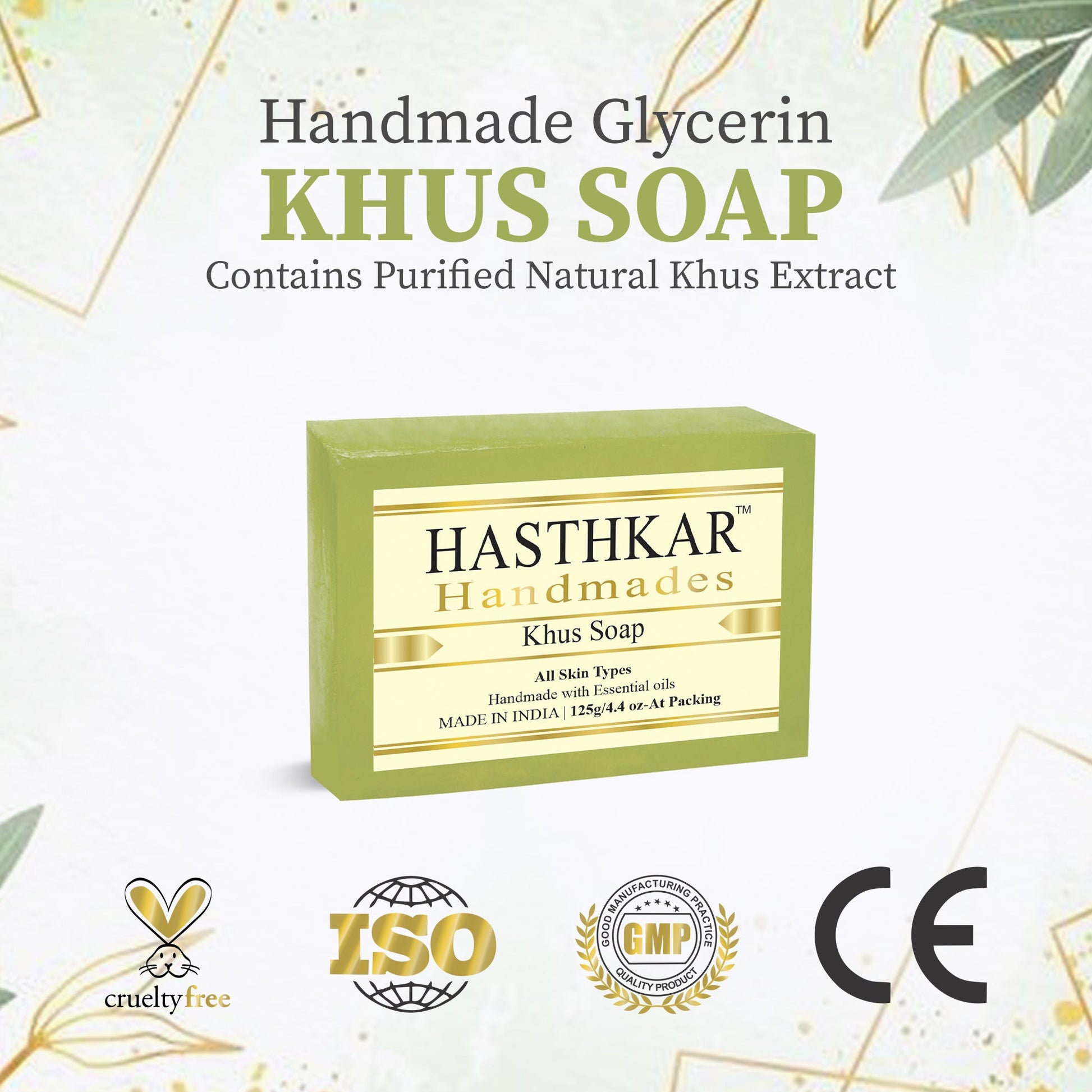 Hasthkar Handmade Glycerine Khus Soap- 125gm - BuyPureNaturals