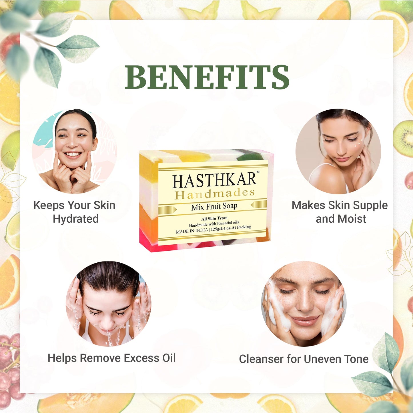 Hasthkar Handmade Glycerine Mix Fruit Soap- 125gm - BuyPureNaturals