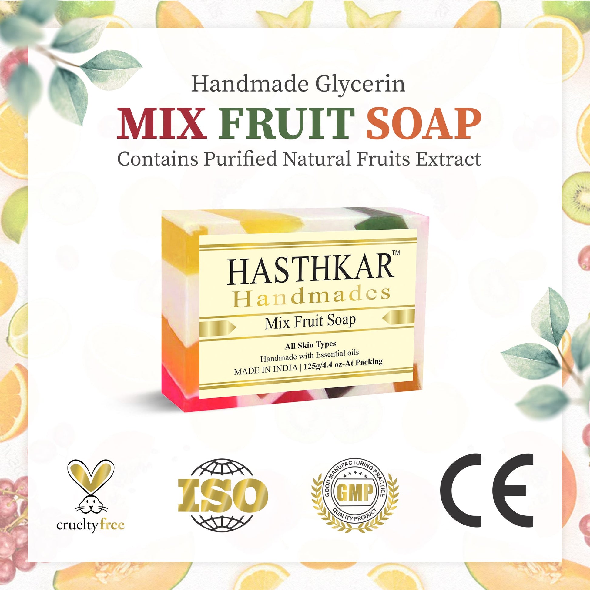 Hasthkar Handmade Glycerine Mix Fruit Soap- 125gm - BuyPureNaturals