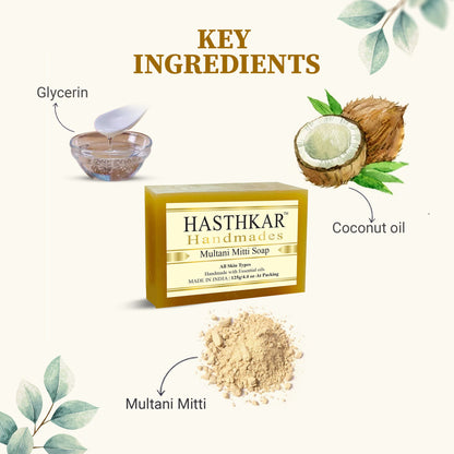 Hasthkar Handmade Glycerine Multani Mitti Soap- 125gm - BuyPureNaturals