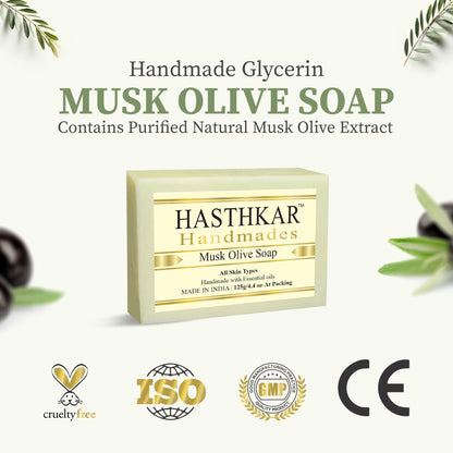 Hasthkar Handmade Glycerine Musk Olive Soap- 125gm - BuyPureNaturals