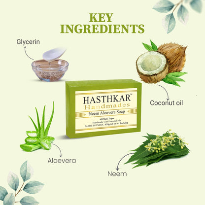 Hasthkar Handmade Glycerine Neem Aloevera Soap- 125gm - BuyPureNaturals