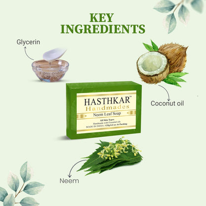 Hasthkar Handmade Glycerine Neem Leaf Soap- 125gm - BuyPureNaturals