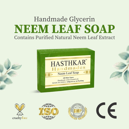 Hasthkar Handmade Glycerine Neem Leaf Soap- 125gm - BuyPureNaturals