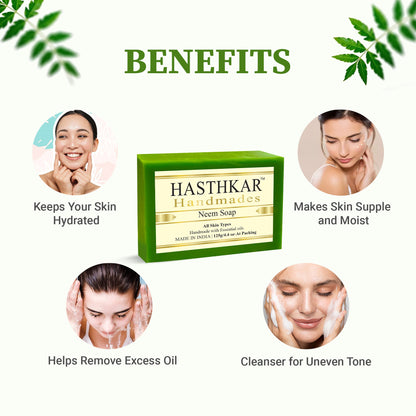 Hasthkar Handmade Glycerine Neem Soap- 125gm - BuyPureNaturals