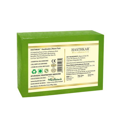 Hasthkar Handmade Glycerine Neem Tulsi Soap- 125gm - BuyPureNaturals