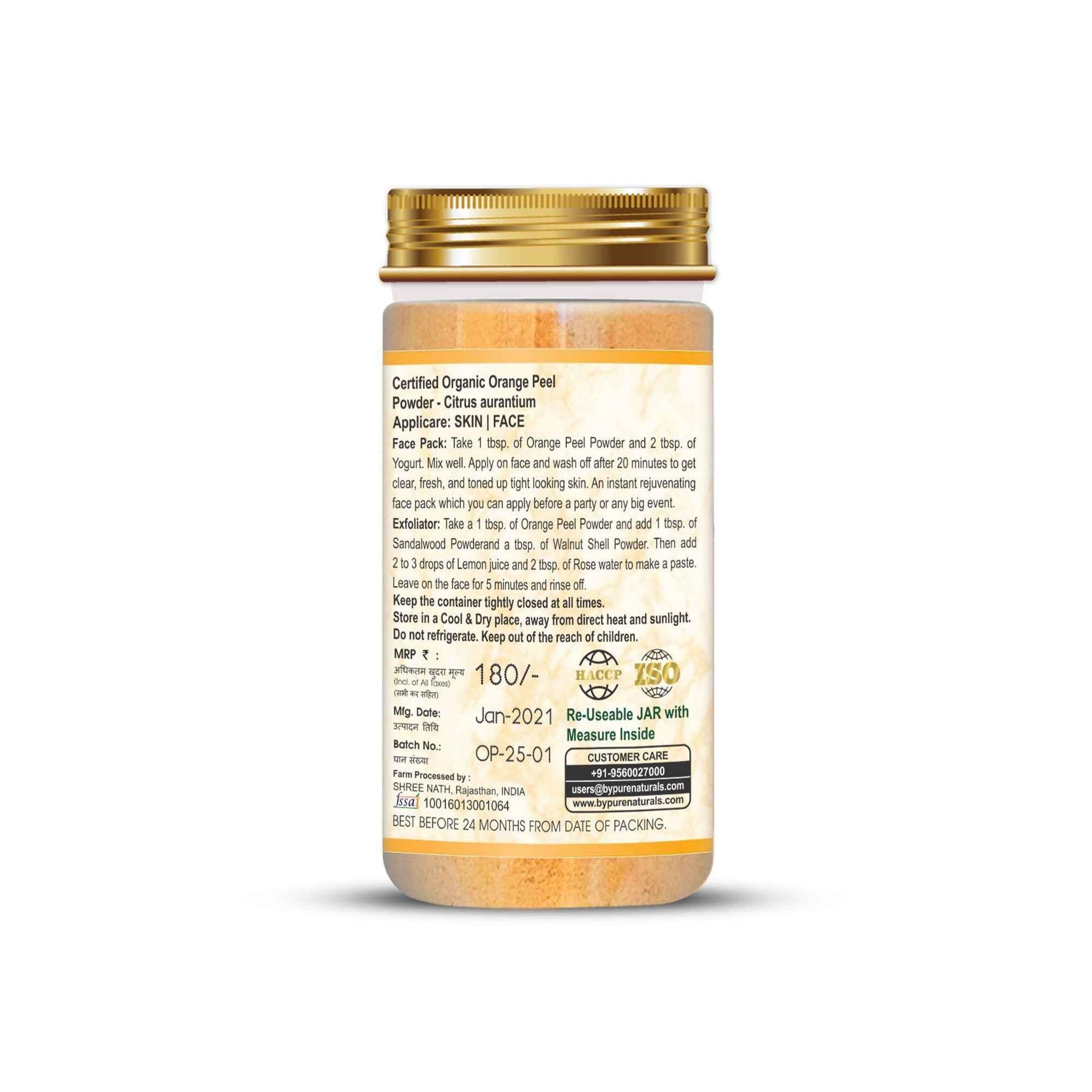 byPureNaturals 100% Organic Orange Peel Powder- 100 Gm