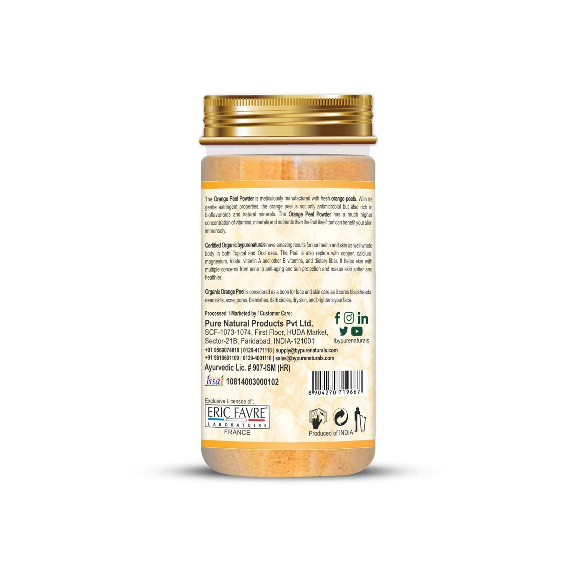 byPureNaturals 100% Organic Orange Peel Powder- 100 Gm