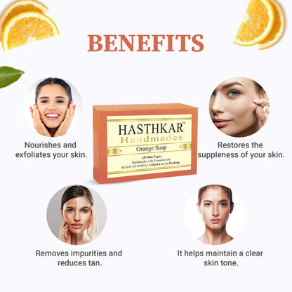 Hasthkar Handmade Glycerine Orange Soap- 125gm - BuyPureNaturals