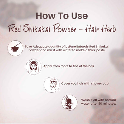 byPureNaturals 100% Organic Red Shikakai Powder- 100 Gm
