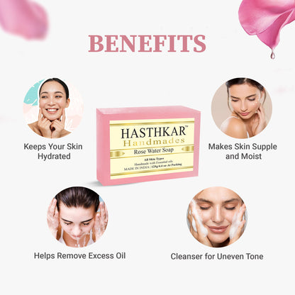Hasthkar Handmade Glycerine Rose Water Soap- 125gm - BuyPureNaturals