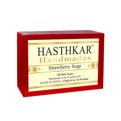 Hasthkar Handmade Glycerine Strawberry Soap- 125gm - BuyPureNaturals