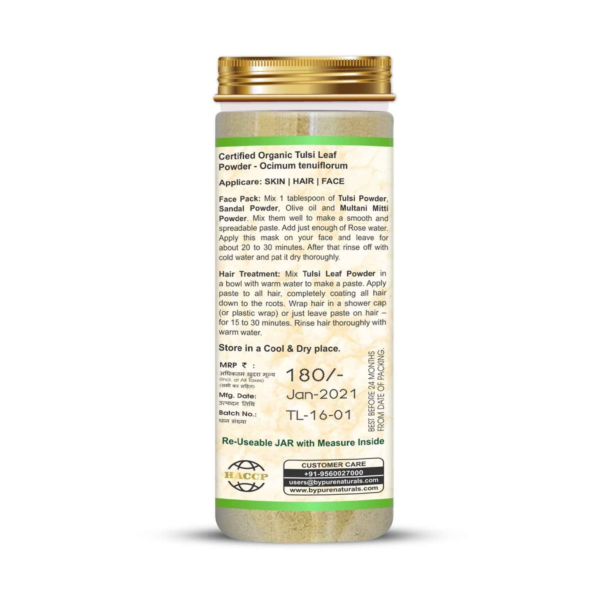 byPureNaturals 100% Organic Tulsi Powder- 115 Gm