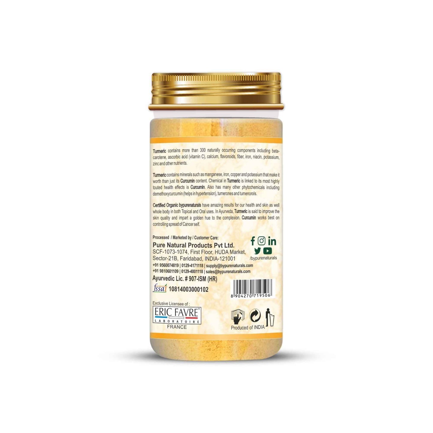 byPureNaturals 100% Organic Turmeric Powder (Daru Haridra)- 125 Gm